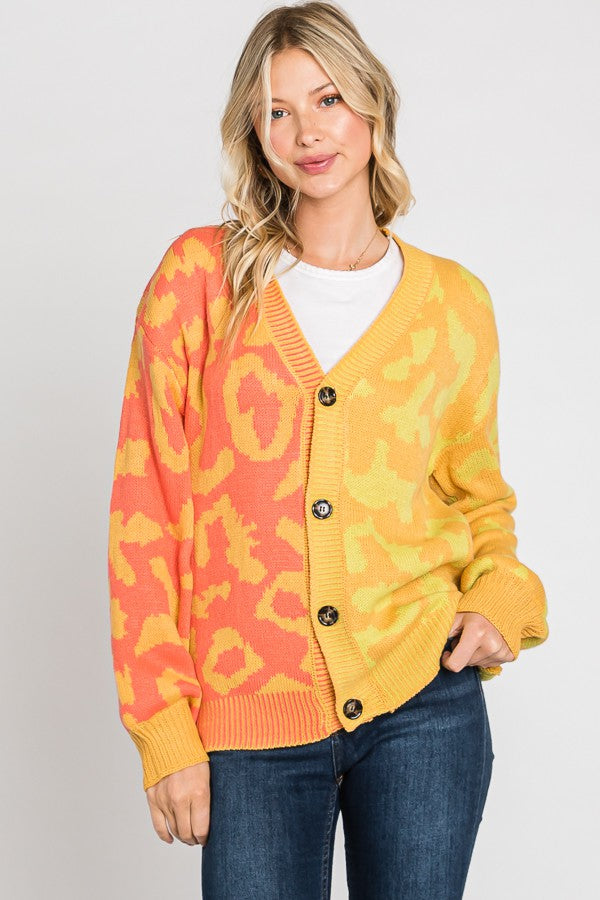 Color Block Leopard Cardigan