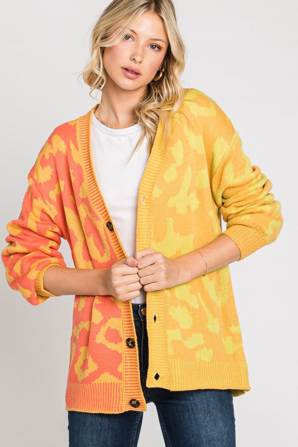 Color Block Leopard Cardigan