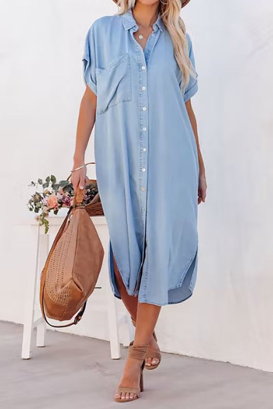 Denim Button Down Midi Dress