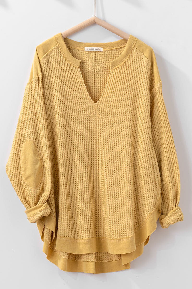 Waffle Knit Dolman Oversized Top in Mustard – Fateful Grace Boutique