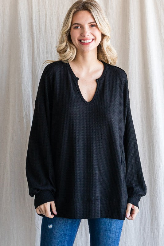 Oversized waffle knit top clearance