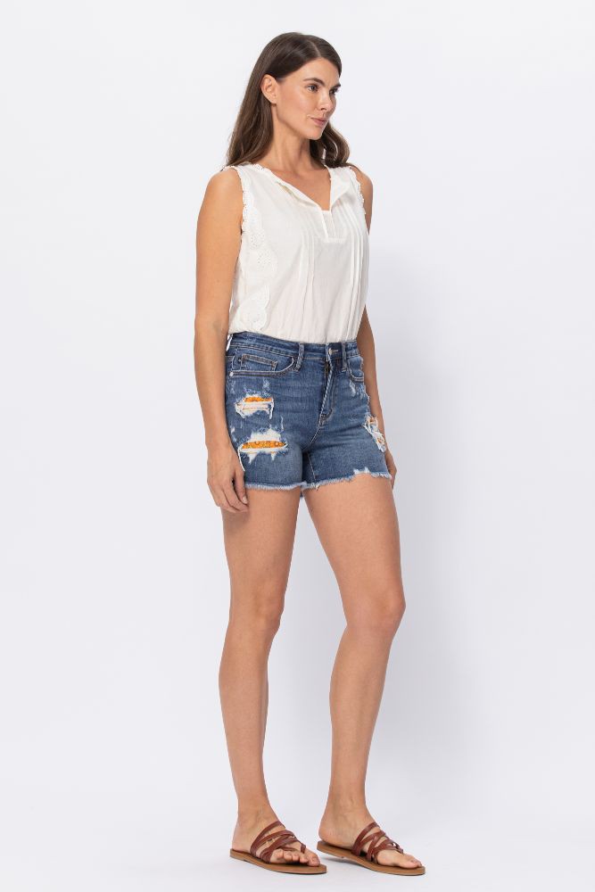 70's Floral Print Patch Shorts
