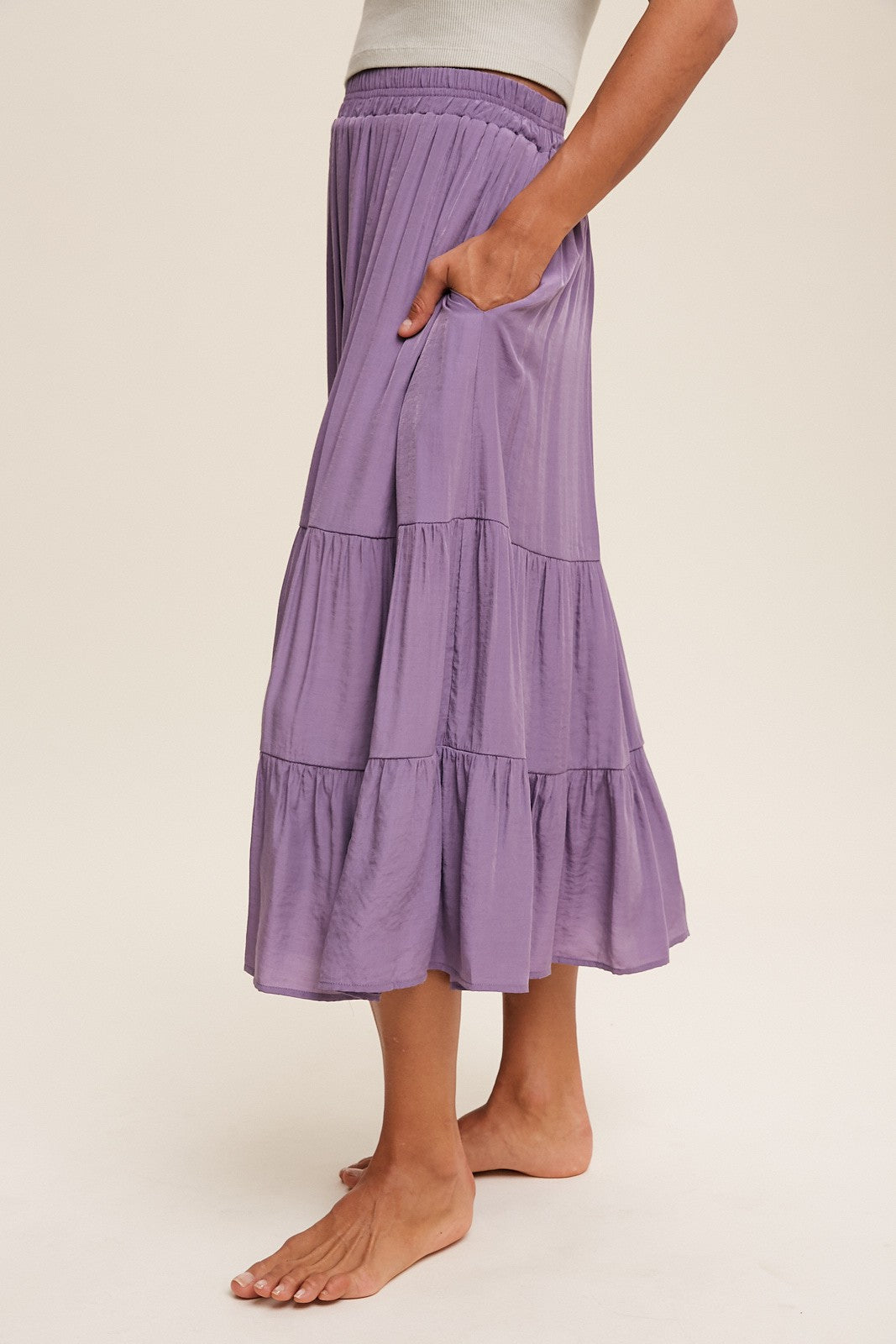 Classic Tiered Maxi Skirt in Lavender