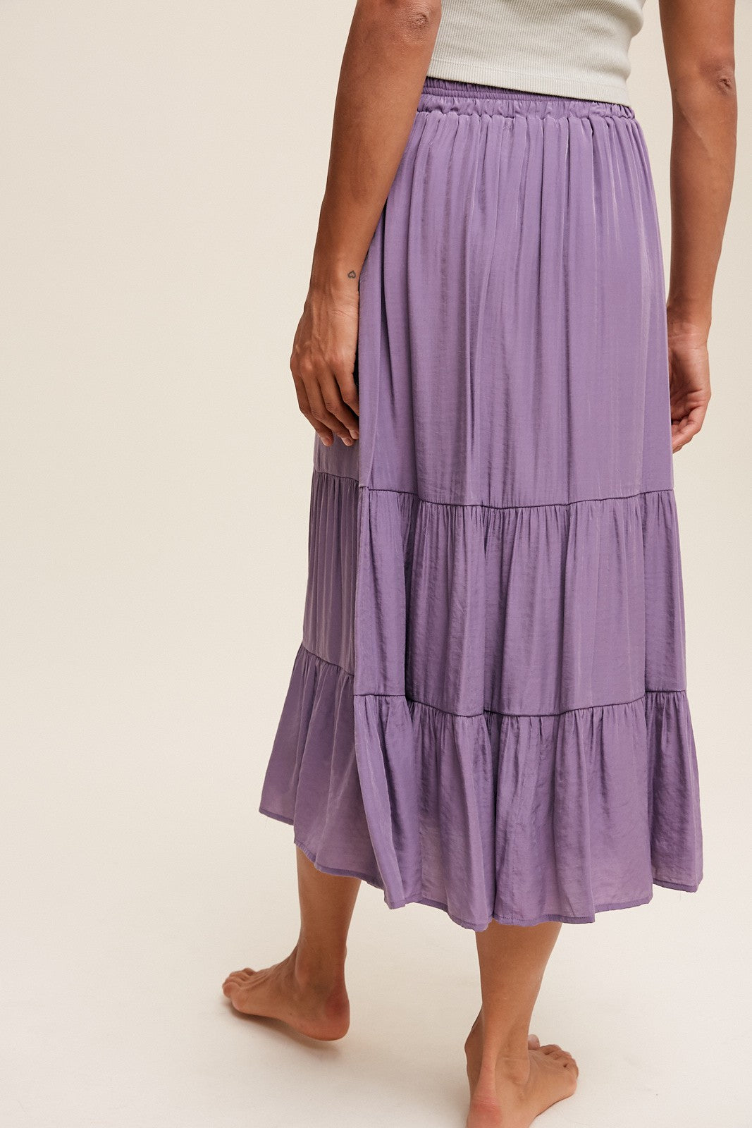 Classic Tiered Maxi Skirt in Lavender