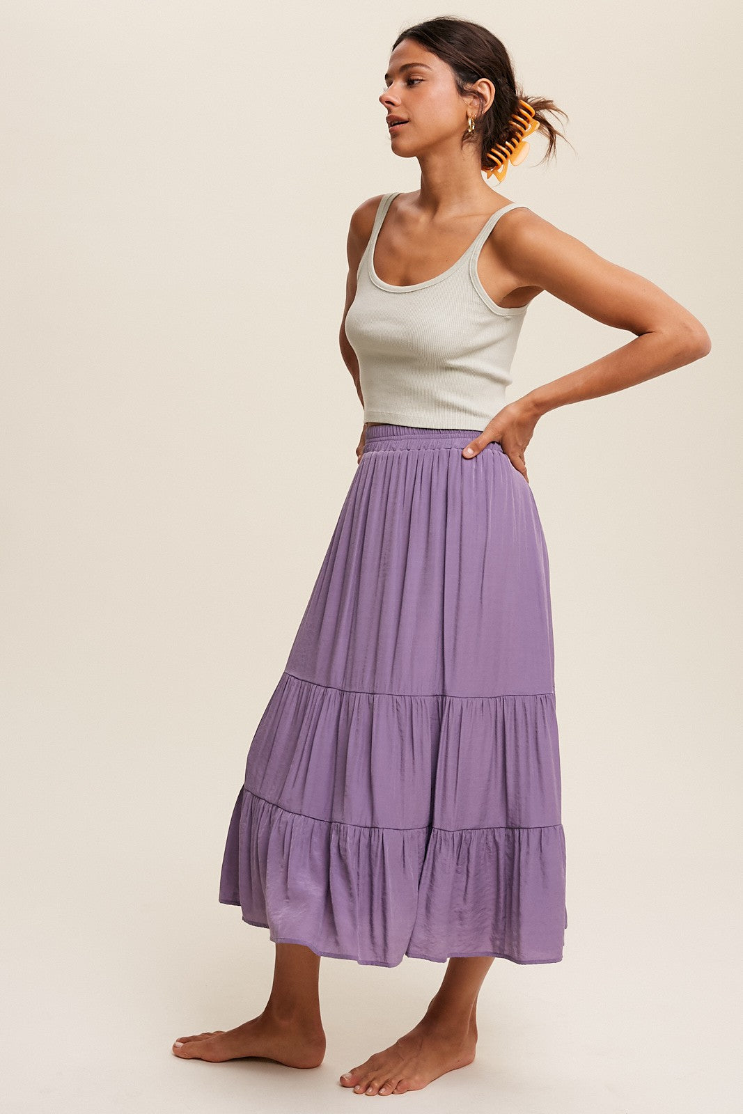 Classic Tiered Maxi Skirt in Lavender