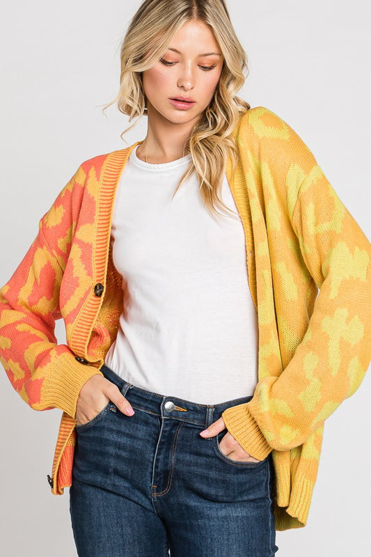 Color Block Leopard Cardigan