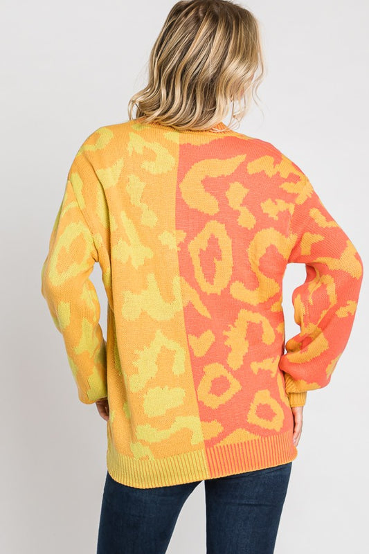 Color Block Leopard Cardigan