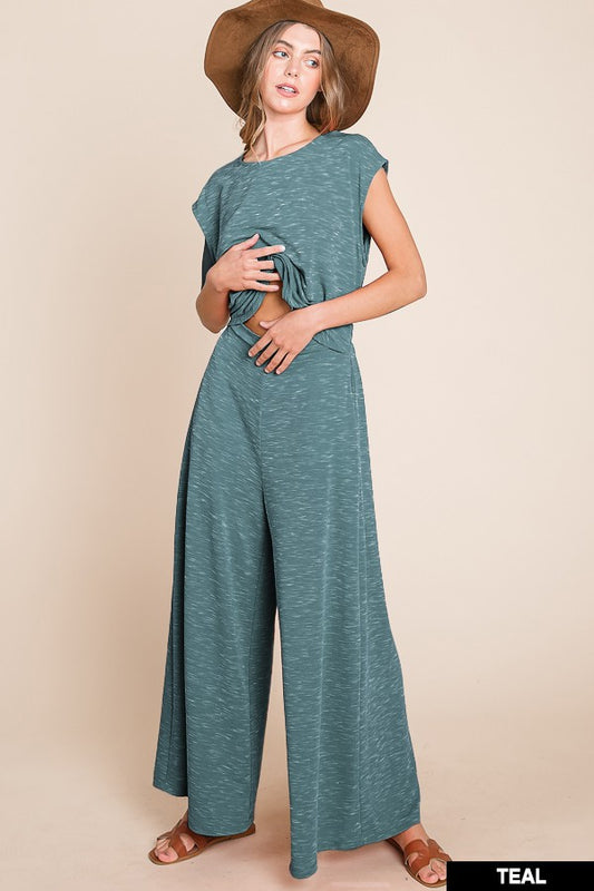 Open Front Wide Leg Jumpsuit