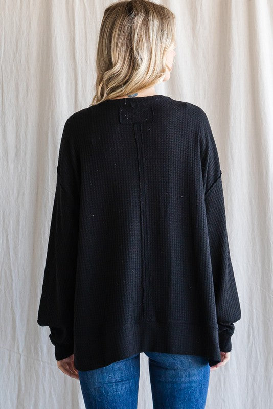 Oversized waffle hot sale knit top